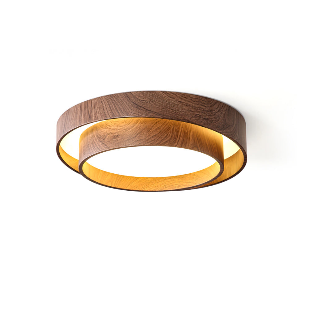Muto Ceiling Light Double - Ring Walnut Color